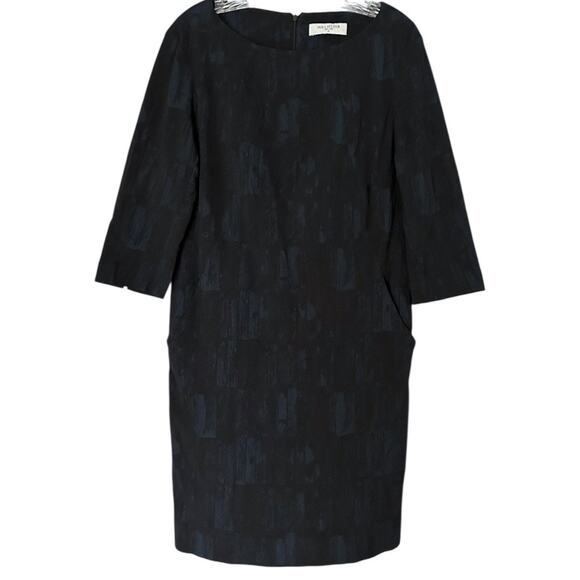 MM. LaFleur Etsuko Sheath Dress Blue Crackle Women's 14 Career Belt Missing - Picture 2 of 8